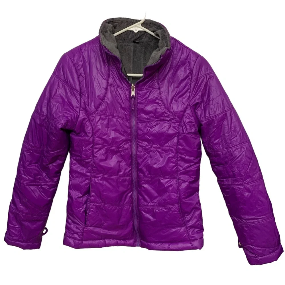 Purple Puffer Jacket Lightweight Quilted Zip Front Coat